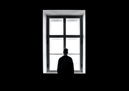 Looking out a window